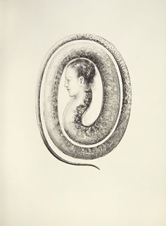 a drawing of a woman's head in an oval frame