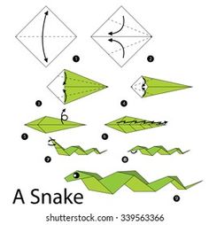 how to make an origami snake out of paper step by step stock photo