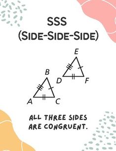 two triangles side by side with the text sss side - side all three sides are congruent