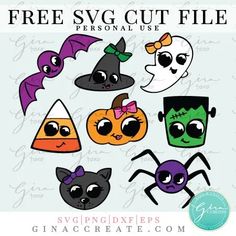 a set of halloween svg cut files with cute faces and bats on them