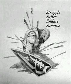 a pencil drawing of a person on a surfboard with arrows sticking out of it