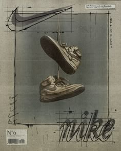 an advertisement for nike shoes is shown in this advertiser's drawing style