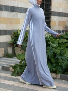 Islamic Activewear + Modest Sportswear by SHUKR Jersey Maxi Dress, Denim Maxi Dress, Striped Jersey, Maxi Jersey Dress, Tie Dye Maxi, Islamic Clothing, Striped Maxi, Sportswear Women, Maxi Dress With Sleeves