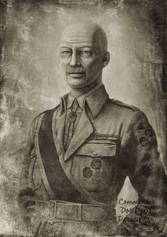 an old black and white photo of a man in uniform