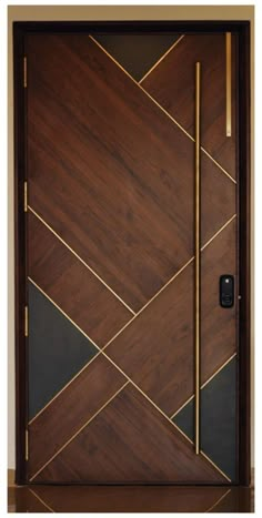 an image of a wooden door with gold trimmings on the front and side