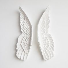 two white angel wings on a white background