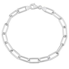 Add some glitter to your outfit with this Polished Paperclip Oval Link Men's Bracelet. Crafted in lustrous sterling silver, it features a versatile paperclip oval link chain. Polished to a brilliant shine, this trending bracelet measures 9-inch in length and secures with a lobster clasp. Wear this flickering bracelet with any casual or business attire. Surprise your spouse by gifting this fabulous link bracelet. This bracelet is made in Italy. | Belk & Co 6Mm Polished Paperclip Chain Bracelet In Mens Sterling Silver Bracelets, Mens Bracelet Designs, Mens Diamond Bracelet, Trending Bracelets, Sterling Silver Anklet, Silver Anklets, Mens Leather Bracelet, Mens Beaded Bracelets, Fine Jewelry Bracelets