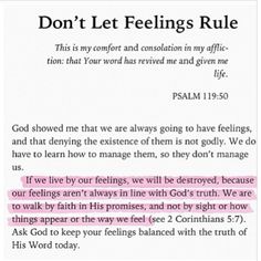 a note with the words, don't let feelings rules in pink on it