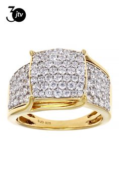 Pre-Owned Bella Luce�� white diamond simulant 4.00ctw round, Eterno��� 18k yellow gold over sterling silver ring. Measures approximately 0.88" L x 0.44" W and is not sizable. Diamond equivalent weight is 2.42ctw..  This product may be a customer return, vendor sample, or on-air display and is not in its originally manufactured condition.  It may not be new.  In some instances, these items are repackaged by JTV. Diamond Simulant, White Diamond, Cubic Zirconia, Sterling Silver Rings, Silver Rings, Yellow Gold, Yellow, Sterling Silver, Silver