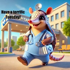 a cartoon rat with a stethoscope on it's back