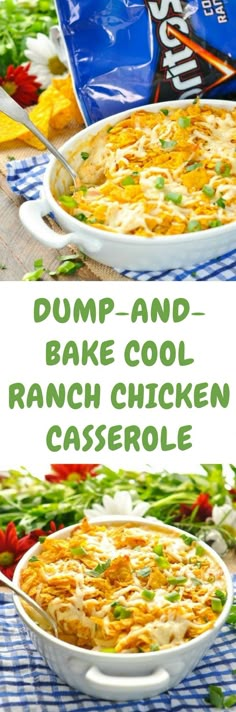 dump and bake cool ranch chicken casserole is an easy dinner recipe that's ready in under 30 minutes