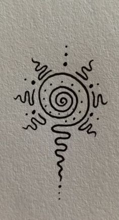 an ink drawing on paper with the letter s in it's center and two spirals