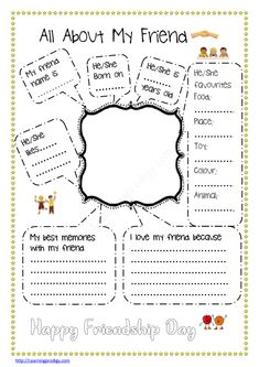 an all about my friend worksheet with pictures and words to help students learn how to