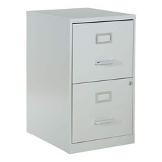 a white filing cabinet with two drawers