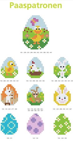 an image of some pixelated animals in different colors and sizes, with the words paaspatonen on it