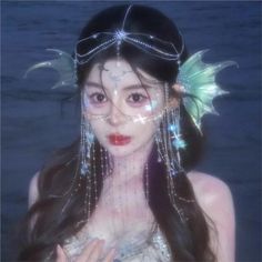 TAVIMART - Headdress Mermaid Hanfu Accessories Photo Catwalk Types Of Mermaids, Mermaid Makeup Halloween, Mermaid Headpiece, Siren Costume, Hanfu Accessories, Mermaid Accessories, Mermaid Bra, Mermaid Top, Fair Outfits