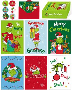 christmas greeting cards with the grin's characters on them