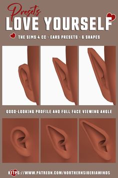 the instructions for how to make an ear with different shapes and sizes, including ears