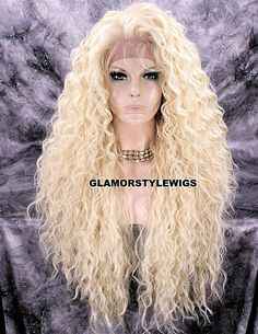 360 FREE PART HUMAN HAIR BLEND LACE FRONT FULL WIG LONG CURLY BLEACH BLONDE #613 | eBay Edgy Hair Color, Blonde Curly Wig, Full Lace Wig Human Hair, Long Curly Wig, Blonde Hair Shades, Edgy Hair, Bleach Blonde, Hair Shades, Full Wigs