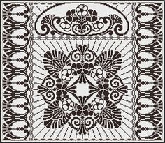 a black and white pattern with an intricate design