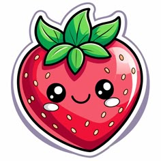 a cartoon strawberry with a green leaf on it's head