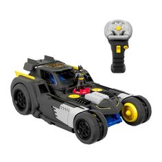 the lego batman car is shown with its light on