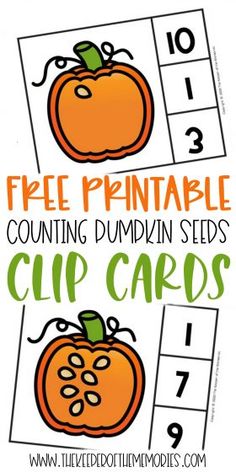 free printable counting pumpkin seeds clip cards