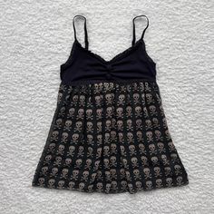 gloomy japanese babydoll cami top, chiffon skull... | Depop