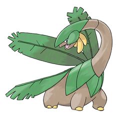 a drawing of a green and yellow pokemon