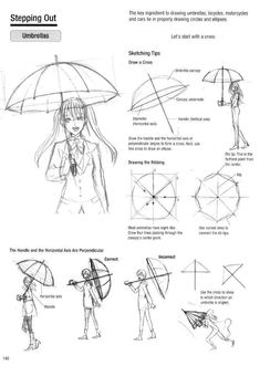 a drawing book with instructions on how to draw an umbrella and the steps in it