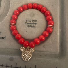 All Made By Hand Mickey Mouse Bracelet, Red Beaded Bracelet, Disney Jewelry, Red Bead, Red Gold, Kids Accessories, Beaded Bracelet, Kids Shop, Beaded Bracelets