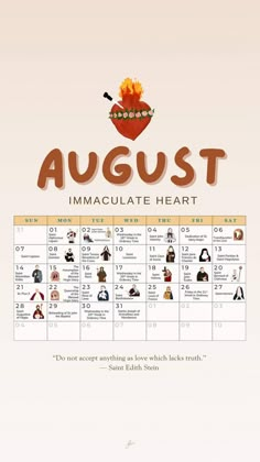 an image of the calendar for august