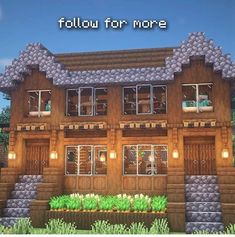 an image of a house in minecraft with the words follow for more on it