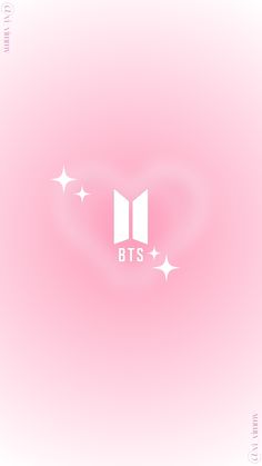 the btts logo on a pink background with stars in the shape of a heart