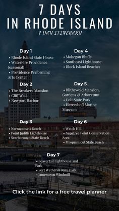 the 7 days in rhode island info sheet with information for each day, click here to learn more about it