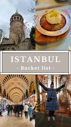 a collage of pictures with the words istanbul bucket list on it