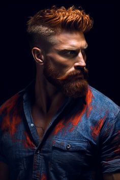 Redhead Man Aesthetic, Auburn Hair Man, Red Hair Male Oc, Red Headed Men, Bearded Warrior, Mens Photography, Long Hair Beard, Red Hair Men, Redhead Men