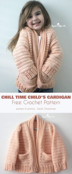 a child's cardigan is shown with the text, free crochet pattern