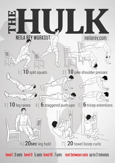 an exercise poster showing how to do the hul - k with exercises for men and women