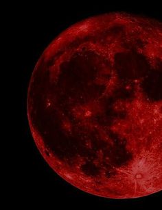 the full moon is shown in red and black