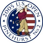 the logo for the u s open golf tournament, featuring a man in red shirt and hat