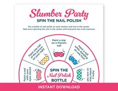 the spin the nail polish bottle game is shown with instructions for how to use it