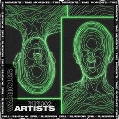 the cover art for an upcoming album, featuring two faces and green lines on black paper