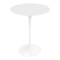 a white table with a round base on a white background in the shape of a tulip