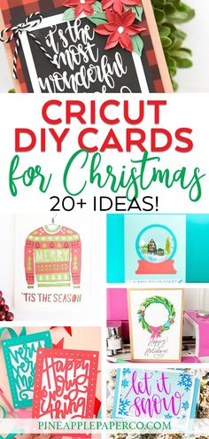 some christmas cards with the words cricut diy cards for christmas on them