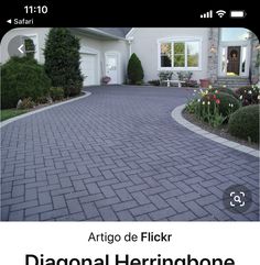 an image of a driveway with flowers in the foreground and text that reads, arrigo de flickr diagonal herringbone