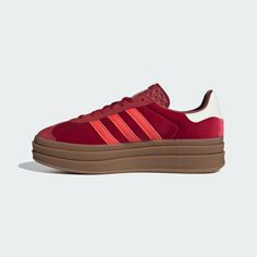 adidas Gazelle Bold Shoes - Red | Free Shipping with adiClub | adidas US African Print Pants, Red Platform, Fall Sneakers, Bold Shoes, Red Adidas, Adidas Gazelle, Adidas Online, African Print, Adidas