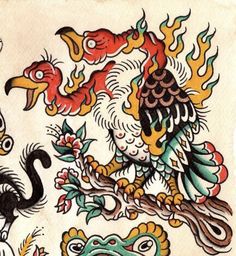 Traditional Vulture Tattoo, Traditional Japanese Tattoo Flash, Hanuman Tattoo, Traditional Tattoo Designs, Creepy Tattoos