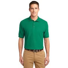 Port Authority Silk Touch Polo. An enduring favorite, our comfortable classic polo is anything but ordinary. With superior wrinkle and shrink resistance, a silky soft hand and an incredible range of styles, sizes and colors, it&#39;s a first-rate choice for uniforming just about any group. 5-ounce, 65/35 poly/cotton pique Flat knit collar and cuffs Metal buttons with dyed-to-match plastic rims Double-needle armhole seams and hem Side vents Yellow Polo Shirt, Teal Shirt, Corporate Outfits, Clover Green