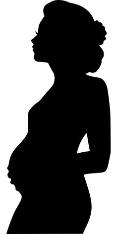 a pregnant woman silhouetted against a white background